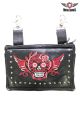 Studded Red & White Sugar Skull Naked Cowhide Leather Belt Bag