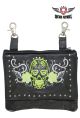 Studded Naked Cowhide Leather Lime Green And White Sugar Skull Belt Bag W/ Gun Pocket