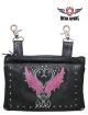 Studded Naked Cowhide Leather Belt Bag W/ Pink Wings Graphic