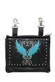 Studded Naked Cowhide Leather Belt Bag - Teal Wings Design