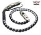 Hand-Braided Leather Get Back Whip - Black And Silver