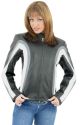 Womens Motorcycle Jacket  with White Stripes