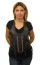 Women Black Vest w. Beads, Bone, Braid & Fringe
