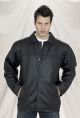 Black Buttoned leather jacket - Mens