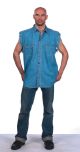 Mens Denim Light Blue Sleeveless Shirt with Buttons