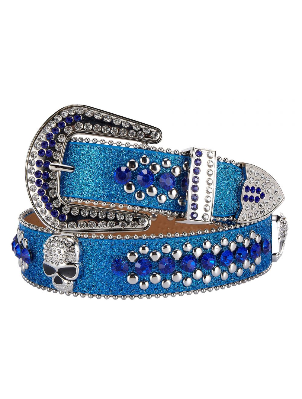 Dream Apparel Premium Strap Men Women Western Fashion Blue Bling Bling  Rhinestones Diamond Belt