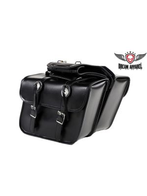 Dream Apparel Faux Leather Motorcycle Saddle Bags - 36L Studded Throw Over Bags For Cruisers