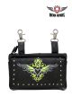 Fully Naked Cowhide Leather Belt Bag W/ Lime Green/Gray Heart and Studs