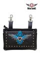 Fully Naked Cowhide Leather Belt Bag W/ Turquoise/Gray Heart and Studs