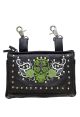 Studded Lime Green/White Sugar Skull Naked Cowhide Leather Belt Bag