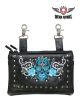 Studded Turquoise/White Sugar Skull Naked Cowhide Leather Belt Bag