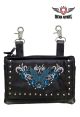 Black Naked Cowhide Leather Turquoise Butterfly Belt Bag