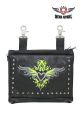 Naked Cowhide Leather Belt Bag with Lime Green And Gray Heart W/ Studs
