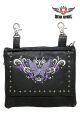 Naked Cowhide Leather Studded Purple Butterfly Belt Bag