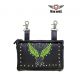 Studded Naked Cowhide Leather Belt Bag w/ Lime Green Wings