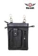 Black Multi-Pocket Naked Cowhide Leather Belt Bag
