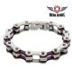 Chrome and Violet Motorcycle Chain Bracelet with Gemstones - Large
