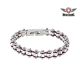 Chrome & Purple Squared Motorcycle Bracelet W/ Clear Gemstones