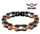 Black And Orange Motorcycle Chain Bracelet with Gemstones - Large
