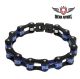 Blacked Out Blue Squared Motorcycle Bracelet W/ Blue Gemstones