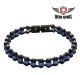 Black Chrome & Blue Squared Motorcycle Bracelet With Blue Gemstones