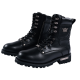 Dream Apparel Men's Motorcycle Riding Boots YKK Zipper Black Faux Leather Side Zipper Low Heel