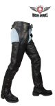 Split Cowhide Leather Black Chaps W/ Mesh Lining