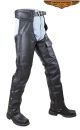 Braided Naked Cowhide Leather Black Chaps W/ Mesh & Zipout Lining