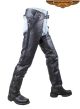 Black Multi-Pocket Leather Chaps with Removable lining