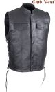Men's Split Leather Liner Gun Pocket With Zipper And Snap Vest by Club Vest® - Black