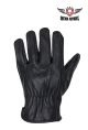 Black Snug Fit Deer Skin Leather Gloves With Creased Wrists