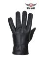 Black Deer Skin Leather Gloves With Slits