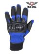 Leather Biker Gloves - Blue/Black