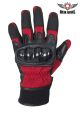 Leather Biker Gloves - Red/Black