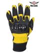 Leather Biker Gloves - Yellow/Black