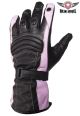 Womens Full Finger Leather Gauntlet Gloves - Pink