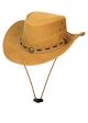 Leather Outback Cowboy Western Hat Camel Crackle-Finish Premium Leather Wide Brim Concho Hatband
