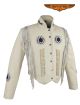 Women Beige Leather Jacket