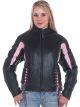 Women Black and Pink Leather Jacket With Zipout Lining