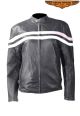 Women Leather Reversible Racer Jkt w. Stripes