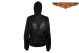 Women's Motorcycle Textile Jacket With Black Hoodie & Gold Wings & Heart
