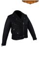 Womens Biker Leather Jacket With Snap Down Collar