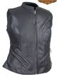 Womens Leather Vest With Two Gun Pockets & Zippered Lower Back