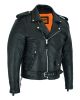 Mens Classic Police Style Motorcycle Jacket Side Laces Premium Cowhide Leather