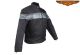 Racer Style Textile Jacket W/ Silver Stripes - Black