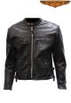 Mens Split Cowhide Leather Scooter Jacket With Zipout Lining