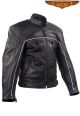 Naked  Cowhide Leather Black Racer Jacket - Mens