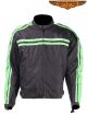 Black Textile Lightweight Jacket W/ Green Striped Design - Men's