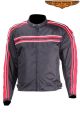 Black Textile Lightweight Jacket W/ Red Striped Design - Men's