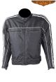 Black Textile Lightweight Jacket W/ Gray Stripes - Men's